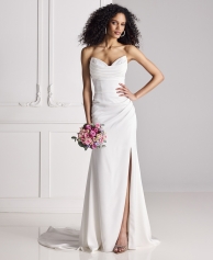Goedkope strapless trouwjurk met split